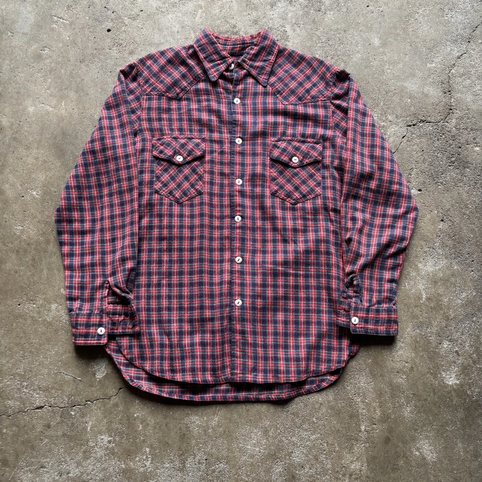 Винтажные пуговицы кошачий глаз 50-е 60-е вестерн кокетка хлопковая фланель большие клетчатые - Изображение 1 из 4