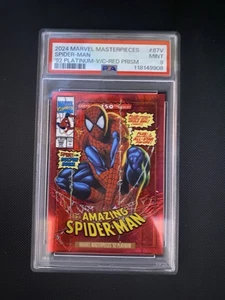 2024 Marvel Masterpieces SPIDER-MAN 92 platinum V/C Red Prism 169/292 PSA 9 ๐ - Picture 1 of 4