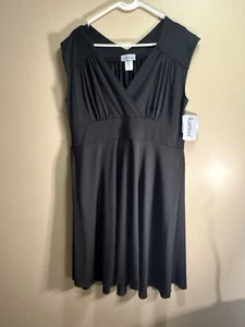 Karina Kleid XXL Schwarz A-Linie Ärmellos V-Ausschnitt Neu mit Etikett Made in USA Reise LBD - Bild 1 von 9