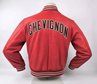 Chevignon Lederjacke rot Gr. S vintage 90s großes Rückenlogo - Bild 1 von 4