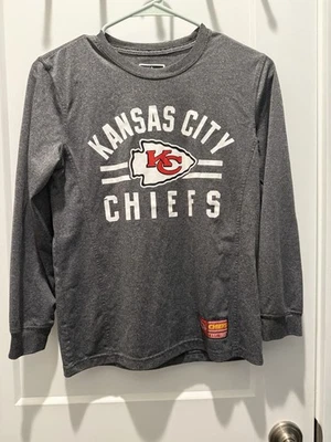 Camisa de manga larga de los Kansas City Chiefs ropa del equipo de la NFL gris jaspeado talla 14-16 Foto 1 de 4