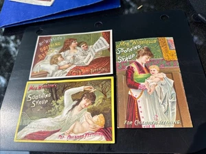 3-Mrs. Winslow’s Soothing Syrup Trade Cards-Woman & Child. S366 - Picture 1 of 2