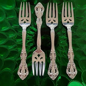 4 Oneida Stainless Steel Cube Flatware Michelangelo SALAD FORKS Baroque Design  - Picture 1 of 6