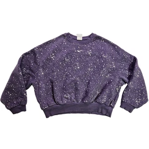 Nike Women’s Cropped Sweatshirt Large – Purple White Splatter Crewneck Pullover - Picture 1 of 18