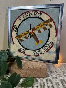 1980s Aviation “Id Rather Be Flying” Needlepoint - Picture 1 of 12