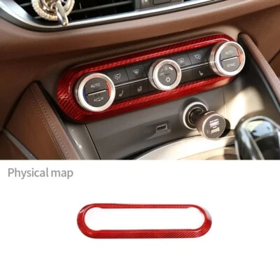 Borde de perilla de aire acondicionado de coche de fibra de carbono para Alfa Romeo Stelvio Giulia 2017-19 Foto 1 de 2
