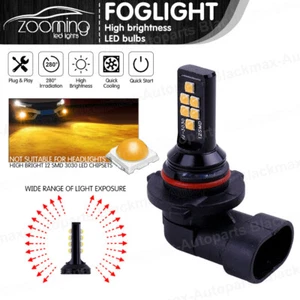 2Pcs 9006 HB4 Yellow LED Fog Light Driving Bulbs 3030 12SMD Daytime Running Lamp - Foto 1 di 9