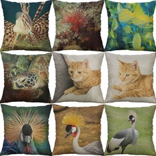 18" Cotton Linen Printing Cat Fish crane pillow case Home Decor Cushion Cover