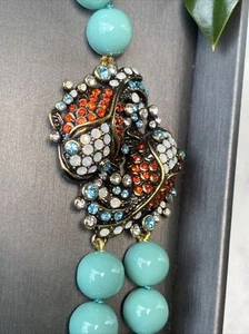 HEIDI DAUS Vintage Coi Fish Necklace Crystal Bronze Estate Jewelry Pre-Owned - Picture 1 of 19