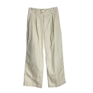 Banana Republic Outlet Wide Leg Trouser Jeans Womens 6 Ivory Pink Stripe Hi Rise - Picture 1 of 8