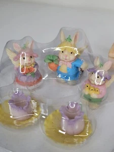Vtg Angel Bunny Family Tea Party 8 Piece Set Figurines Adorable - Mini 1994 Read - Picture 1 of 9