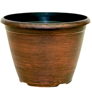 27.8 Litres Round Copper Plastic Planter Stylish Flower Pot for Herbs & Plants - Picture 1 of 16