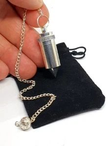 Metal Pendulum Dowsing Professional Divination Secret Chamber Wish & Velvet Bag - Picture 1 of 19
