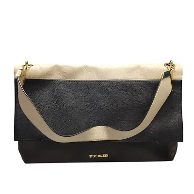 Bolso de hombro Steve Madden para mujer negro tostado logotipo de dos tonos plegable Foto 1 de 4