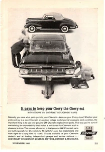 1962 Print Ad Chevrolet It pays to keep your Chevy the Chevy-est with Genuine GM - Picture 1 of 1