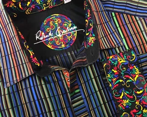 Robert Graham XL Black Multi-Color Striped Sport Shirt w/ Embroidered Cuff - Picture 1 of 7