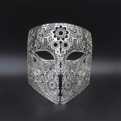 Shield Men Bauta Masks Metal Laser Cut Venetian Filigree Masquerade Halloween - Image 1 of 4
