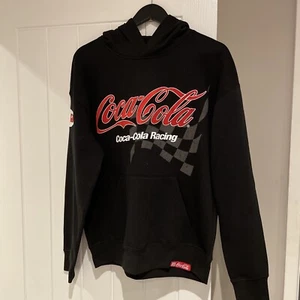 Coca Cola Racing Hoodie Men's Size Medium Black Red Embroidered Pullover Rare - Picture 1 of 8