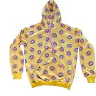 Bosowos Womens L Hoodie Hooded Sweatshirt Yellow W/ Donut Pattern Long Sleeve