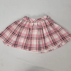 Janie & and Jack Layette Girl's Pink White Brown Plaid Full Lined Skirt Size 4 - Picture 1 of 5