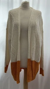 M&S Cardigan Size XL Orange Cream Mix Long Sleeve Open Cotton Blend Womens - Picture 1 of 12