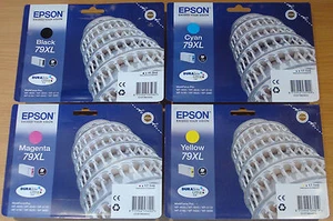 Juego completo de cartuchos de tinta GENUINOS EPSON 79XL ORIGINALES negro cian magenta amarillo - Imagen 1 de 3