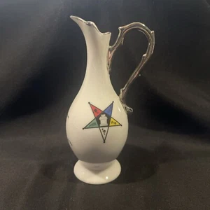OES Order Eastern Star Vintage 5 1/2”Bud Vase Pitcher Porcelain - Picture 1 of 10