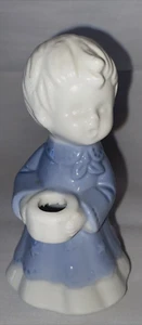 Vintage Lego Porcelain Christmas Choir Boy Figure Candle Holder Blue and White - Picture 1 of 5