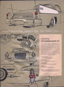 1956 Studebaker PRINT AD Beautifully Illustrated Black & White on Metallic Of 57 - Bild 1 von 1
