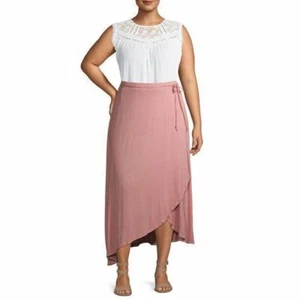 Ella Samani Women's Plus Size High Waisted Skirt, Pink, 1X - Picture 1 of 6