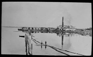 A LUMBERMILL AT BATHURST CANADA C1913 Magic Lantern Slide PHOTO - Picture 1 of 3