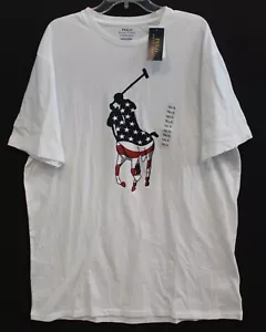 Polo Ralph Lauren Grande Alto Para Hombres Blanco EE. UU. Logo de Poni Cuello Redondo Camiseta Nueva con Etiquetas XLT - Imagen 1 de 3