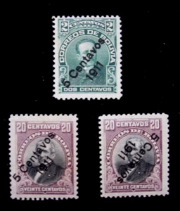 BOLIVIA - SCOTT# 95,96,96a - MH - CAT VAL $90,75 - Imagen 1 de 1