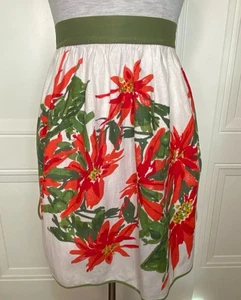 Delantal de Anfitriona Vera Neumann 100% Lino Navidad Rojo Floral Poinsettia De Colección - Imagen 1 de 3