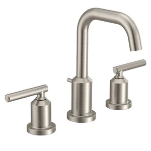 Moen TV6142BN Gibson Brushed Nickel High Arc Bathroom Sink Faucet Valve Included - Picture 1 of 6