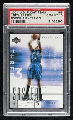 2001-02 Flight Team /500 Jeryl Sasser (High Performance) PSA 10 GEM MT Rookie RC - Image 1 of 2