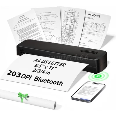 Mobiler Drucker A4 für Unterwegs Bluetooth Kleiner Thermodrucker ohne Tinte DE - Bild 1 von 4