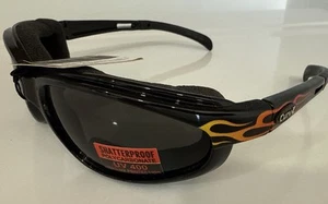 Curv-Z foam insulated motorcycle skydive glasses Flames Small 400 UV Antifog Sun - Picture 1 of 9