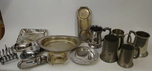 Pewter & EPNS Mixed Lot Set Tankards ,Trays etc - Picture 1 of 14