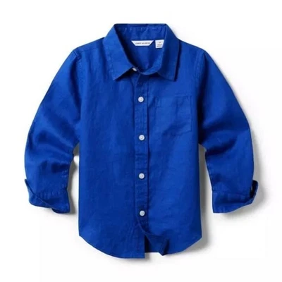 Janie and Jack 100% Linen button down royal - Image 1 of 4