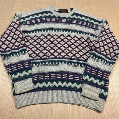 Suéter Abstracto Geométrico Vintage Años 90 3D Edición Auténtica Hecho en USA Hombre M Foto 1 de 4
