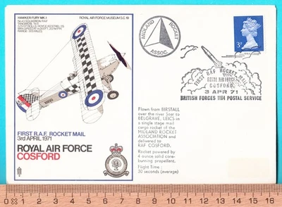 Erste Raketenpost d. ROYAL AIR FORCE (R.A.F.) in England 1971, Königl. Luftwaffe - Bild 1 von 2
