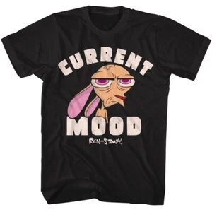 REN and STIMPY Adult T-SHIRT TV SHOW New CURRENT MOOD Official Black Cotton - Picture 1 of 3