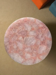 Mesa de cuarzo rosa | Mesa de centro de ágata | Losa redonda de cuarzo | Mesa de cristal rosa - Imagen 1 de 10