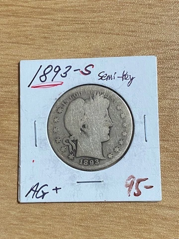 1893-s Barber Half Dollar 50 Cent, Key Date, combine shipping Cover