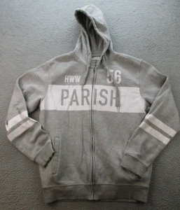 Parish Nation Hoodie Men's Extra Large Gray Full Zip Spellout Hooded Sweatshirt - Picture 1 of 9