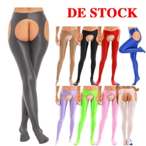 Damen Strumpfhose Mit Offener Schritt Glänzende Seidenstrumpfhose Leggings Hose - Bild 1 von 119