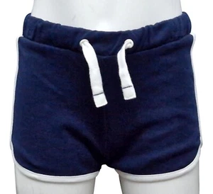 MARKS & SPENCER Girls Navy White Green Cotton Sports Shorts Tie Cord  5-6 Years - Picture 1 of 5