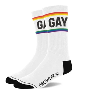 PROWLER FETISH CREW SOCKS WHITE COTTON SLOGAN GAY SOCKS GAY FETISH SOCKS - Picture 1 of 4