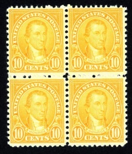 Stamps United States, Scott # 642 Mint block of 4, top pair VLH, bottom pair NH - Picture 1 of 1
